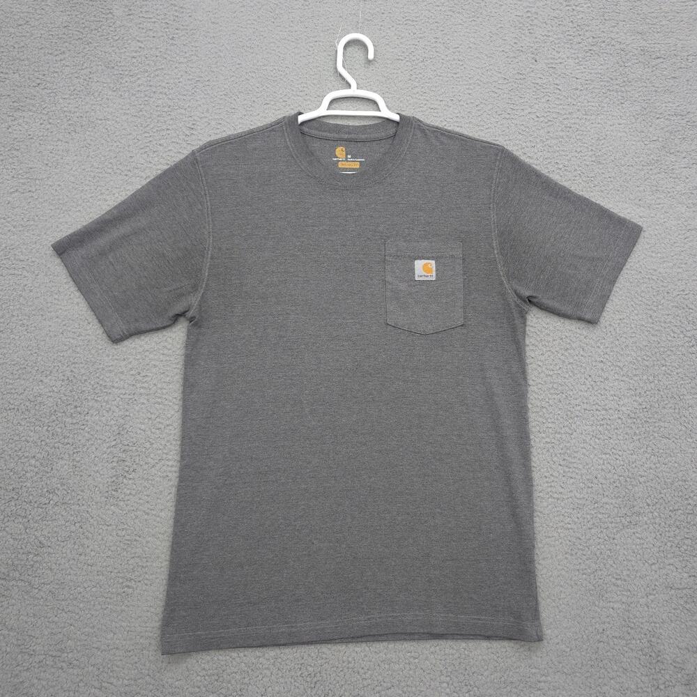 Carhartt Shirt Men's Medium Grey Workwear Short Sleeve Crew Neck Pocket